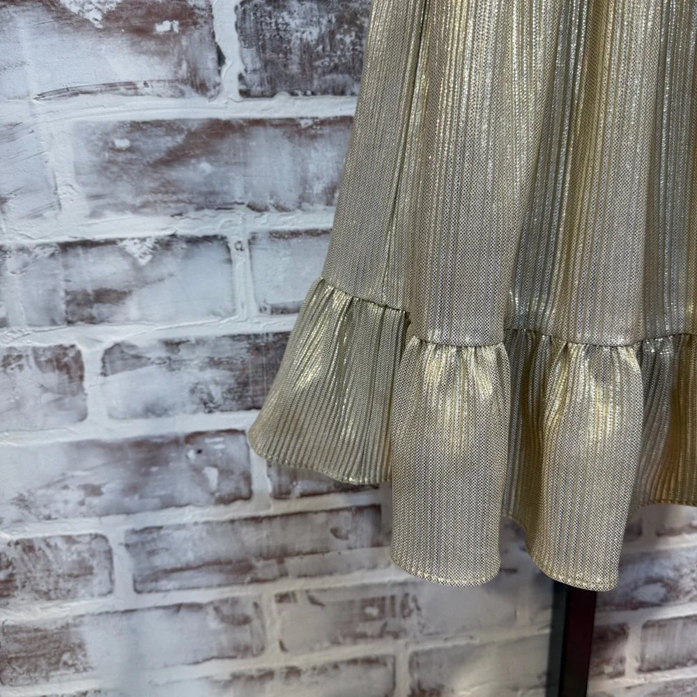 Tahari Metallic Gold Dress kids size 5 - Picture 4 of 6